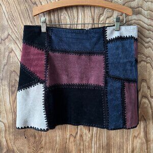 Color-block Patchwork Velvety Zara Mini Skirt, Size Medium